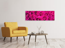 Laden Sie das Bild in den Galerie-Viewer, Leinwandbild Panorama Rosenblüten in pink
