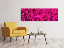 Laden Sie das Bild in den Galerie-Viewer, Leinwandbild Panorama Rosenblüten in pink