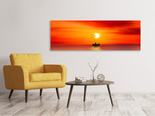 Laden Sie das Bild in den Galerie-Viewer, Leinwandbild Panorama Ein Fischer im Sonnenuntergang