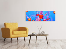 Laden Sie das Bild in den Galerie-Viewer, Leinwandbild Panorama Bunte Quallen