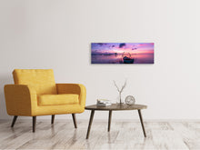 Laden Sie das Bild in den Galerie-Viewer, Leinwandbild Panorama Beeindruckender Sonnenuntergang am Meer