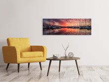 Laden Sie das Bild in den Galerie-Viewer, Leinwandbild Panorama Abendstimmung im Hafen