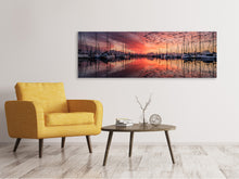 Laden Sie das Bild in den Galerie-Viewer, Leinwandbild Panorama Abendstimmung im Hafen