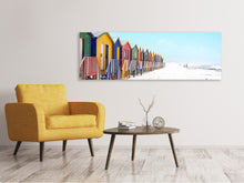 Laden Sie das Bild in den Galerie-Viewer, Leinwandbild Panorama Bunte Strandhäuser