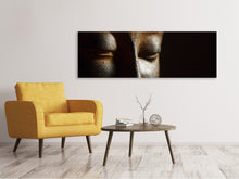 Laden Sie das Bild in den Galerie-Viewer, Leinwandbild Panorama Close up Buddha Kopf