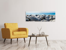 Laden Sie das Bild in den Galerie-Viewer, Leinwandbild Panorama Strand Steine