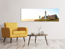 Laden Sie das Bild in den Galerie-Viewer, Leinwandbild Panorama Der Leuchtturm bei Sonnenaufgang