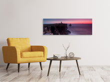 Laden Sie das Bild in den Galerie-Viewer, Leinwandbild Panorama Der Leuchtturm in der Abenddämmerung