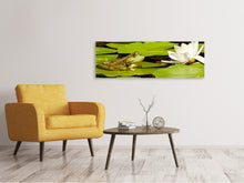 Laden Sie das Bild in den Galerie-Viewer, Leinwandbild Panorama Der Frosch und die Seerose