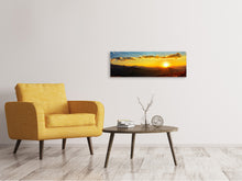 Laden Sie das Bild in den Galerie-Viewer, Leinwandbild Panorama Sonnenuntergang in der Welt der Berge