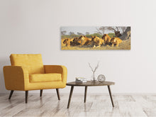 Laden Sie das Bild in den Galerie-Viewer, Leinwandbild Panorama Löwen Familie