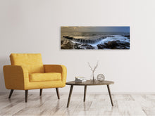 Laden Sie das Bild in den Galerie-Viewer, Leinwandbild Panorama Abendstimmung am Meer
