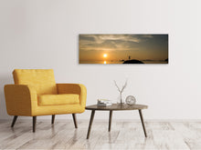 Laden Sie das Bild in den Galerie-Viewer, Leinwandbild Panorama Liebe den Sonnenuntergang am Meer