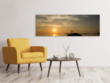 Laden Sie das Bild in den Galerie-Viewer, Leinwandbild Panorama Liebe den Sonnenuntergang am Meer