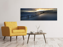 Laden Sie das Bild in den Galerie-Viewer, Leinwandbild Panorama Abendstimmung am langen Steg