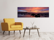 Laden Sie das Bild in den Galerie-Viewer, Leinwandbild Panorama Farbenprächtiger Sonnenuntergang