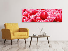 Laden Sie das Bild in den Galerie-Viewer, Leinwandbild Panorama Fröhliches Tulpenfeld