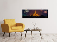 Laden Sie das Bild in den Galerie-Viewer, Leinwandbild Panorama Feuerwerk am Tempel