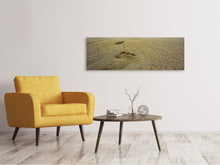 Laden Sie das Bild in den Galerie-Viewer, Leinwandbild Panorama Fussspuren XXL