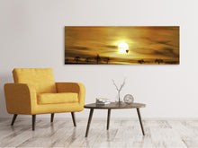 Laden Sie das Bild in den Galerie-Viewer, Leinwandbild Panorama Sonnenuntergang mit Heissluft Ballon