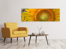 Laden Sie das Bild in den Galerie-Viewer, Leinwandbild Panorama Blütenstand einer Sonnenblume