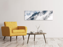 Laden Sie das Bild in den Galerie-Viewer, Leinwandbild Panorama Bergsicht mit Wolken