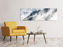 Laden Sie das Bild in den Galerie-Viewer, Leinwandbild Panorama Bergsicht mit Wolken