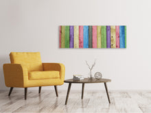 Laden Sie das Bild in den Galerie-Viewer, Leinwandbild Panorama Buntes Holz
