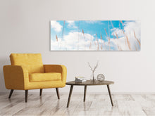 Laden Sie das Bild in den Galerie-Viewer, Leinwandbild Panorama Grashalme im Himmel