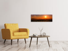 Laden Sie das Bild in den Galerie-Viewer, Leinwandbild Panorama Sonnenuntergang am Blumenfeld