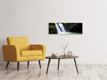 Laden Sie das Bild in den Galerie-Viewer, Leinwandbild Panorama Wasserfall im Abendlicht