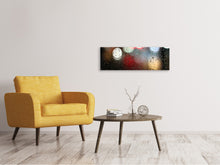 Laden Sie das Bild in den Galerie-Viewer, Leinwandbild Panorama Beleuchtete Wassertropfen
