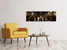 Laden Sie das Bild in den Galerie-Viewer, Leinwandbild Panorama Nachts in Amsterdam