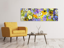 Laden Sie das Bild in den Galerie-Viewer, Leinwandbild Panorama Frische Frühlingsblumen
