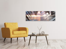 Laden Sie das Bild in den Galerie-Viewer, Leinwandbild Panorama Unter Palmenblätter