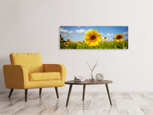 Laden Sie das Bild in den Galerie-Viewer, Leinwandbild Panorama Sommer-Sonnenblumen