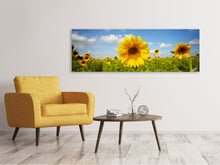 Laden Sie das Bild in den Galerie-Viewer, Leinwandbild Panorama Sommer-Sonnenblumen