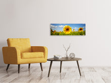 Laden Sie das Bild in den Galerie-Viewer, Leinwandbild Panorama Sommer-Sonnenblumen