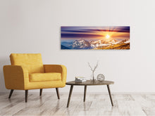 Laden Sie das Bild in den Galerie-Viewer, Leinwandbild Panorama Majestätischer Sonnuntergang am Berggipfel