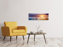 Laden Sie das Bild in den Galerie-Viewer, Leinwandbild Panorama Majestätischer Sonnuntergang am Berggipfel