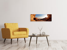Laden Sie das Bild in den Galerie-Viewer, Leinwandbild Panorama Sonnenuntergang vor der Höhle