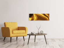 Laden Sie das Bild in den Galerie-Viewer, Leinwandbild Panorama Abstrakt Flüssiges Gold
