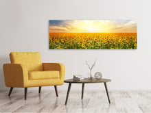 Laden Sie das Bild in den Galerie-Viewer, Leinwandbild Panorama Ein Feld voller Sonnenblumen