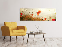 Laden Sie das Bild in den Galerie-Viewer, Leinwandbild Panorama Das Mohnfeld bei Sonnenaufgang