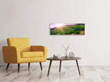 Laden Sie das Bild in den Galerie-Viewer, Leinwandbild Panorama Eine Sommerlandschaft bei Sonnenaufgang