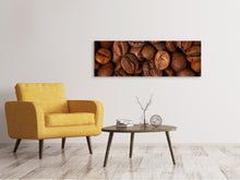 Laden Sie das Bild in den Galerie-Viewer, Leinwandbild Panorama Close Up Kaffeebohnen