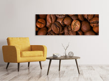 Laden Sie das Bild in den Galerie-Viewer, Leinwandbild Panorama Close Up Kaffeebohnen