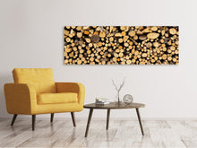 Laden Sie das Bild in den Galerie-Viewer, Leinwandbild Panorama Brennholz