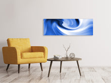 Laden Sie das Bild in den Galerie-Viewer, Leinwandbild Panorama Abstrakte blaue Welle