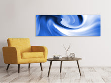 Laden Sie das Bild in den Galerie-Viewer, Leinwandbild Panorama Abstrakte blaue Welle